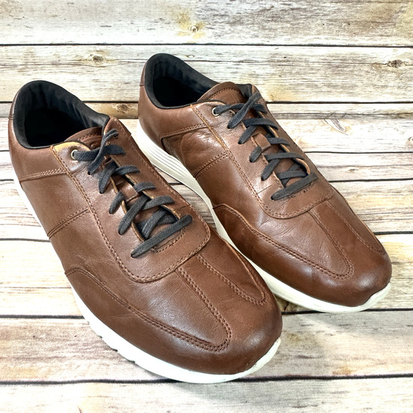 Cole Haan Mens Cognac Brown Casual Leather Lace Up Sneakers Size 13 M - Picture 1 of 8